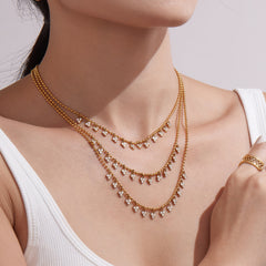 Petite Triangle Fringe Necklace and Bracelet