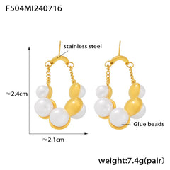 18K Gold-Plated Pearl-Look Bead Hoop Earrings