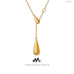 18K Gold-Plated Sliding Teardrop Y Necklace