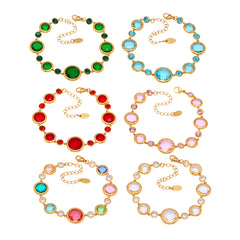 Gold-Tone Faceted Glass Link Bracelet