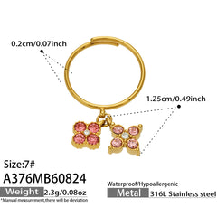 Four-Petal Cubic Zirconia Charm Ring