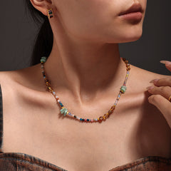 Faceted Natural Stone Bead Necklace