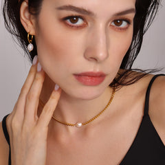 18K Gold-Plated Pearl Accent Necklace and Earrings