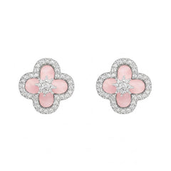Daphne White Mother-of-Pearl Clover Stud Earrings