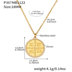 Round Cubic Zirconia Coin Pendant Necklace