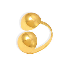 18K Gold-Plated Double Bead Copper Open Ring