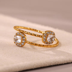 Heart or Square Cubic Zirconia Open Ring