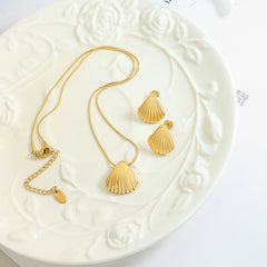 Shell-Motif Pendant Necklace & Earrings