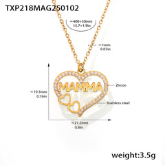 18K Gold-Plated MAMMA Heart Necklace, Bracelet or Stone Strand