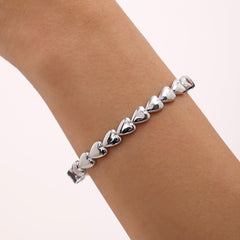 18K Gold-Plated Heart Link Bangle Bracelet