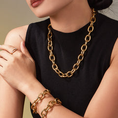 18K Gold-Plated Rounded-Link Necklace & Bracelet
