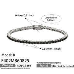 Cubic Zirconia Stainless Steel Tennis Bracelets