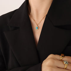 Oval Stone-Look Necklace or Earrings