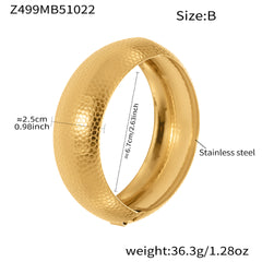18K Gold-Plated Hammered Wide Bangle Designs