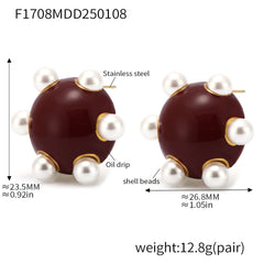 18K Gold-Plated Flower Pearl-Look Earrings