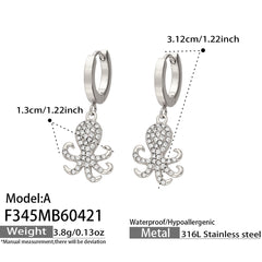 18K Gold-Plated Octopus Drop Hoop Earrings