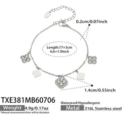 Cubic Zirconia Clover Charm Necklace and Bracelet