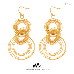 Gold-Tone Layered Circle Drop Earrings