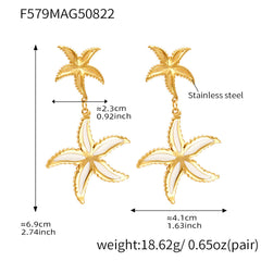 18K Gold-Plated Double Starfish Drop Earrings
