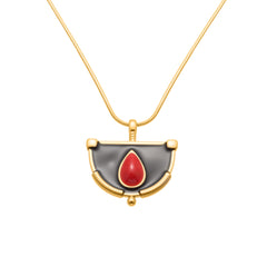 18K Gold-Plated Enamel Fan Pendant Necklace