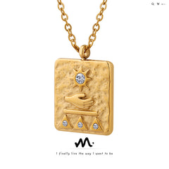 18K Gold-Plated Sun Relief Pendant Necklace