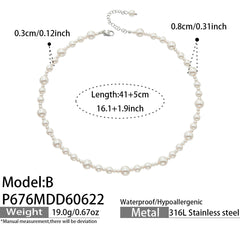 Shell Pearl-Look & Clear Bead Necklace