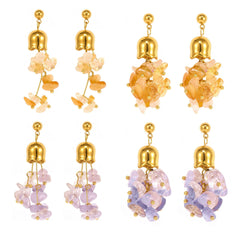 Citrine & Amethyst Crystal Drop Earrings