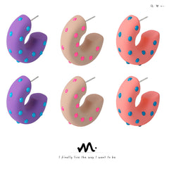 Polka Dot Resin C-Hoop Earrings