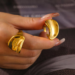 18K Gold-Plated Curved Statement Open Ring