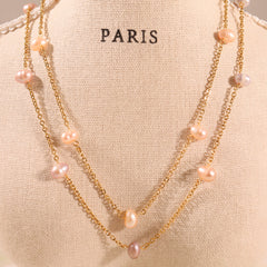 Gray Freshwater Pearl Station Necklace