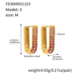 18K Gold-Plated Colored Cubic Zirconia U-Hoops