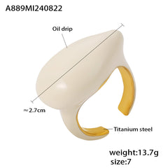 18K Gold-Plated Enamel Teardrop Open Ring