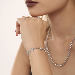 Clover Cubic Zirconia Link Bracelet