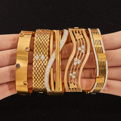 18K Gold-Plated Geometric Clasp Bracelets