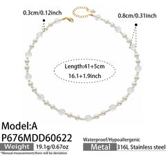 Shell Pearl-Look & Clear Bead Necklace