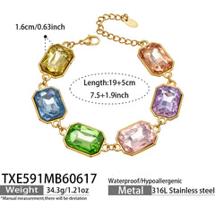 18K Gold-Plated Colored Glass Statement Jewelry