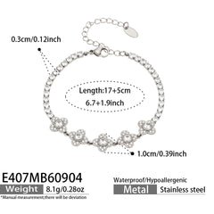 Four-Petal Cubic Zirconia Flower Bracelet Designs