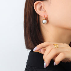 18K Gold-Plated Pearl-Look Hoop Earrings
