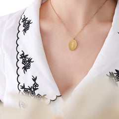 Birth Flower Oval Pendant Necklace