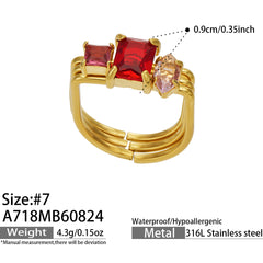 Cubic Zirconia Three-Row Statement Ring