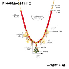 Garnet & Enamel Christmas Tree Necklace