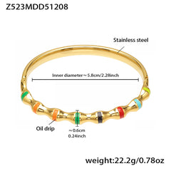18K Gold-Plated & Silver-Tone Enamel Bangles