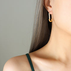 18K Gold-Plated Pearl-Look Safety Pin Earrings