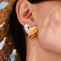Sculptural Round or Heart Stud Earrings
