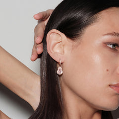 Nicolette Dainty Pink Mother-of-Pearl Pavé Gourd Stud Earrings