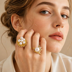 18K Gold-Plated Faux Pearl Statement Ring Designs