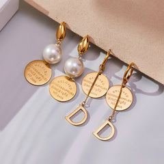 18K Gold-Plated Pearl-Look & Coin Drop Earrings