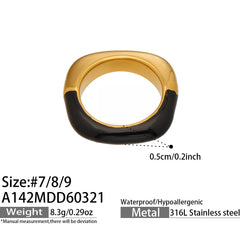 Gold-Tone Enamel Stainless Steel Rings