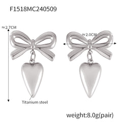 18K Gold-Plated Bow and Heart Drop Earring Designs