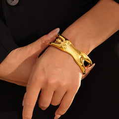 18K Gold-Plated Sculptural Figure Open Cuff